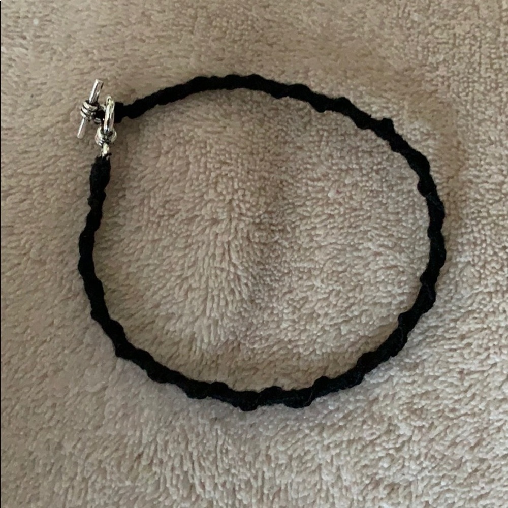 COLLEGE SALE Silver Black Thread Bracelet